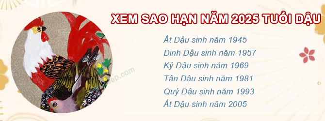 Bảng sao chiếu mệnh năm 2025 của tuổi Dậu
