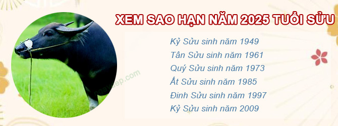 Bảng sao chiếu mệnh năm 2025 của tuổi Sửu