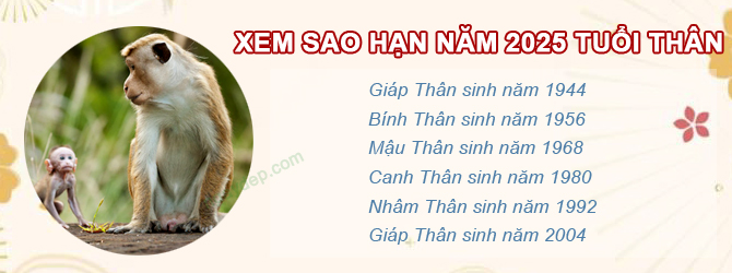 Bảng sao chiếu mệnh năm 2025 của tuổi Thân