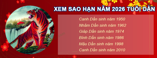 Bảng sao chiếu mệnh năm 2026 của tuổi Dần