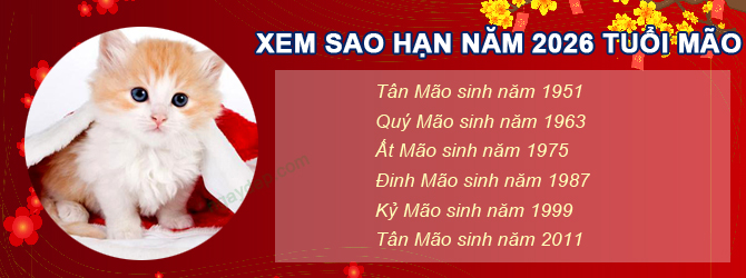 Bảng sao chiếu mệnh năm 2026 của tuổi Mão
