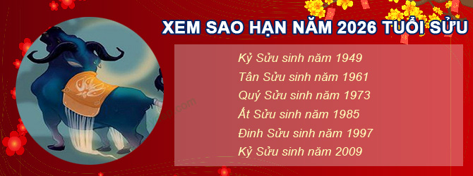 Bảng sao chiếu mệnh năm 2026 của tuổi Sửu