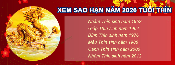 Bảng sao chiếu mệnh năm 2026 của tuổi Thìn