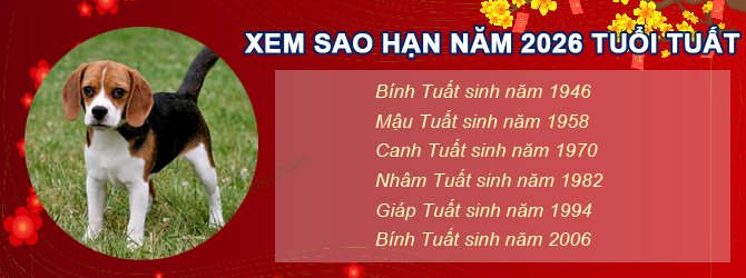 Bảng sao chiếu mệnh năm 2026 của tuổi Tuất