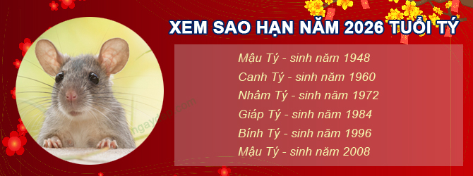 Bảng sao chiếu mệnh năm 2026 của tuổi Tý
