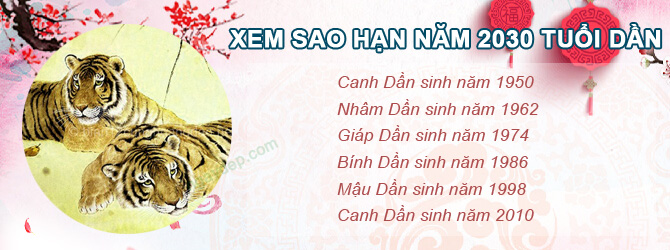 Bảng sao chiếu mệnh năm 2030 của tuổi Dần