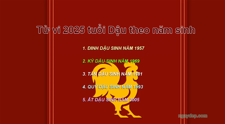 Tử vi 2025 tuổi Dậu theo năm sinh: 1957, 1969, 1981, 1993, 2005