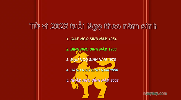 Tử vi 2025 tuổi Ngọ theo năm sinh 1954, 1966, 1978, 1990, 2002