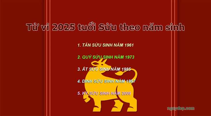 Tử vi 2025 tuổi Sửu theo năm sinh: 1961, 1973, 1985, 1997, 2009